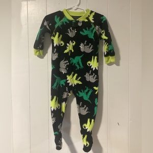 12 Months Carter’s Onesie Long Sleeve Footie Pajamas Black and Green Dinosaurs